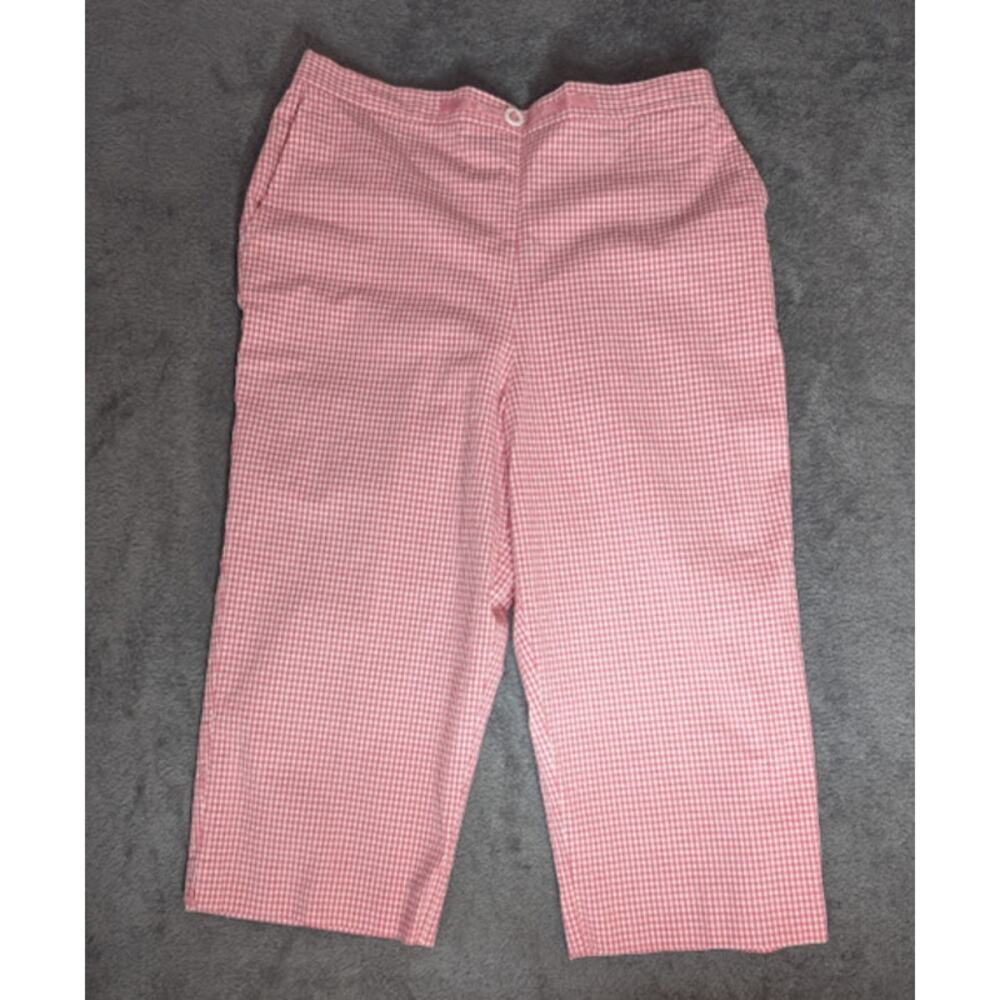 ALFRED DUNNER women's capris pink Gingham Pull on Elastic Waist size 14 Preppy